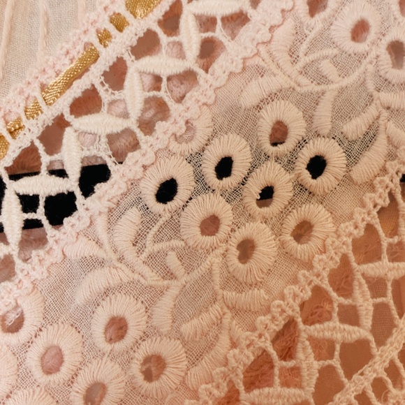 Free People Boho Top Blush Pink Medium Lace Crochet Prairie Bohemian - Picture 5 of 16